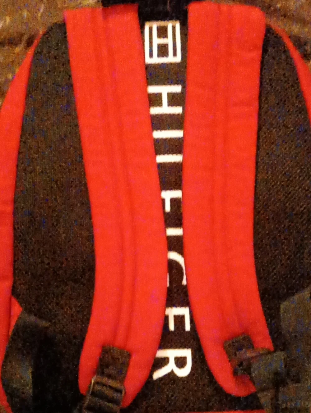 Tommy Hilfiger Red Men's Backpack with Signature Stripe
